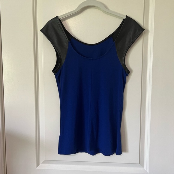 EUC! Express faux leather and knit top - Picture 3 of 4